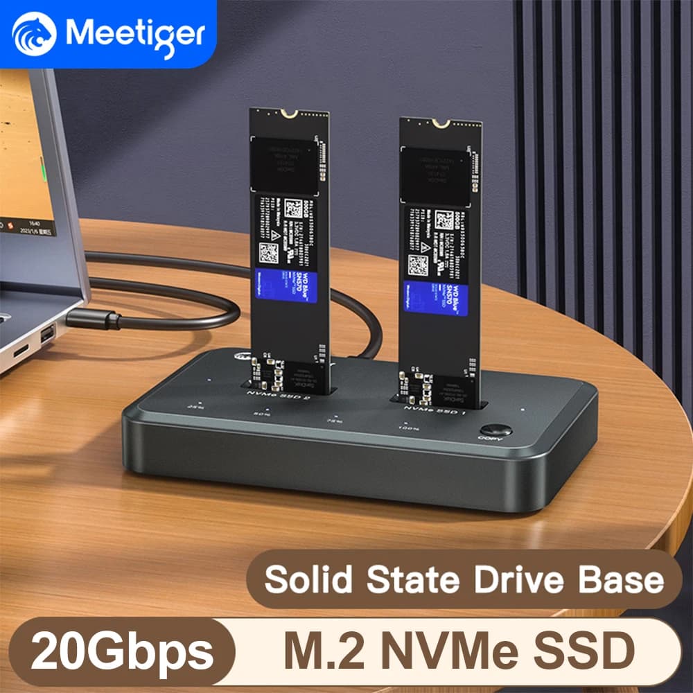 Meetiger Offline Clone M.2 NVMe Ssd Case PCIe NVME Ssd Docking Station M.2 Sd Custodia Tipo C 20Gbps M2 SSD Base di custodia