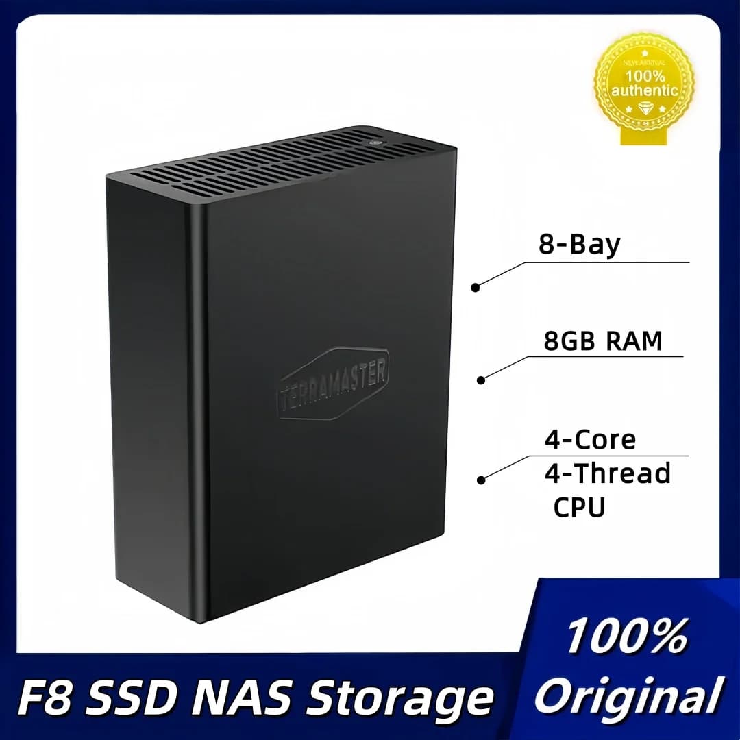 Memoria NAS SSD originale TERRAMASTER F8 8Bay N95 CPU QuadCore 8 GB RAM Potente archiviazione attaccata su rete di dimensioni palmari (senza disco)