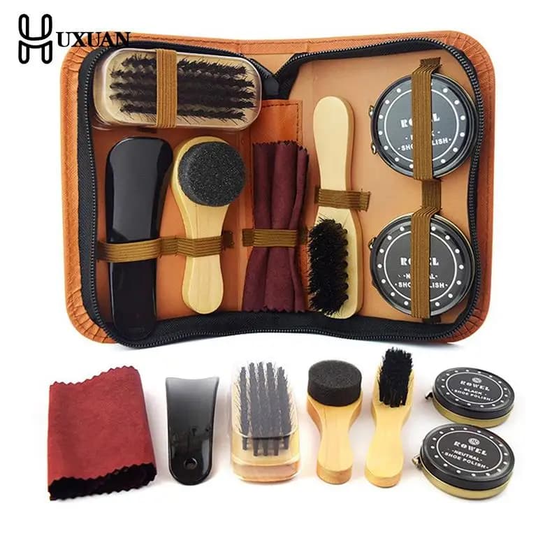 1Set Pro Kit per la cura delle scarpe portatile per stivali Set per la pulizia delle scarpe da ginnastica strumento per lucidare la lucentezza della spazzola per scarpe in pelle