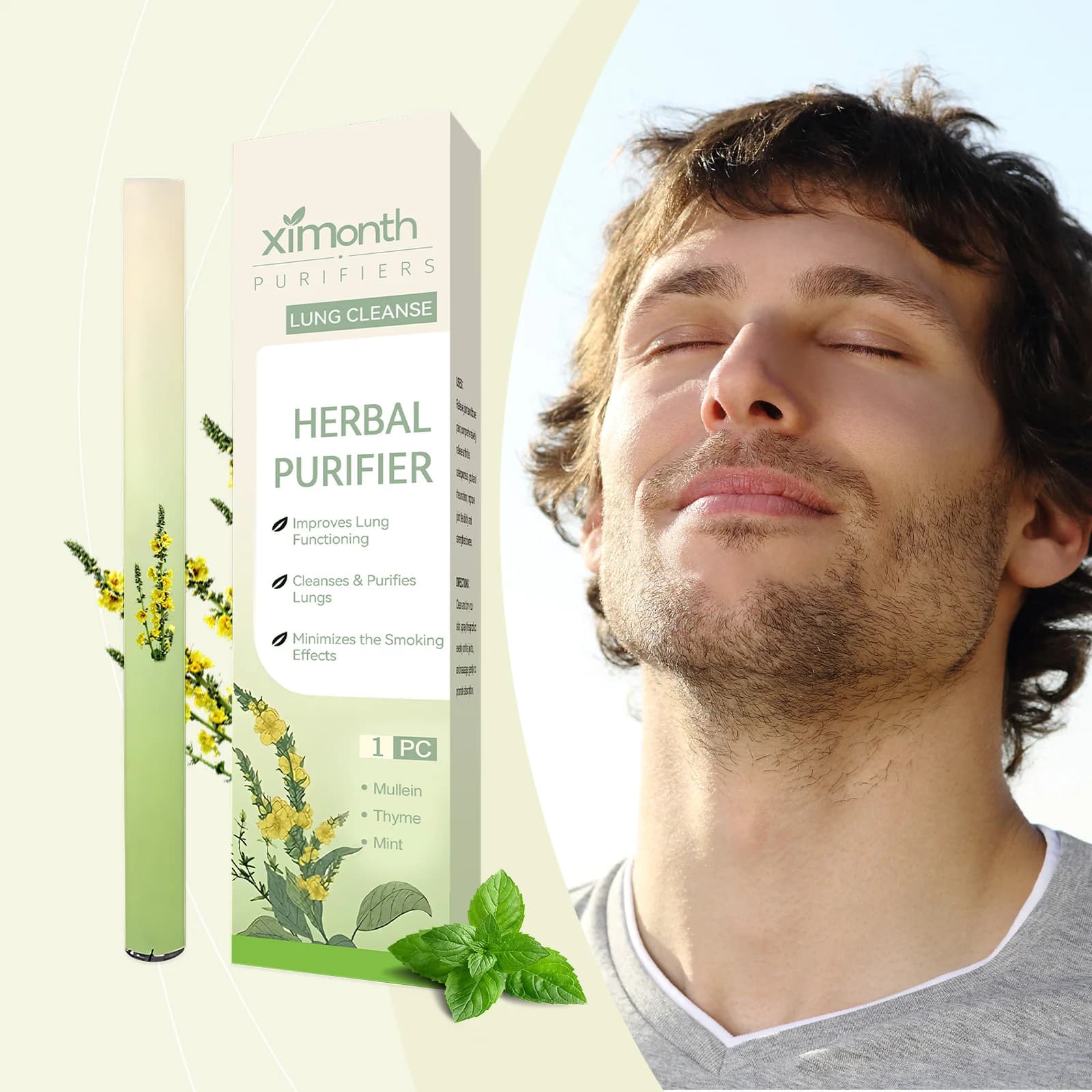 Bastone per la respirazione a base di erbe naturali Supporto per l'alito fresco Inalatore per aromaterapia Cura del benessere portatile Uso quotidiano Viaggi Lavoro a casa