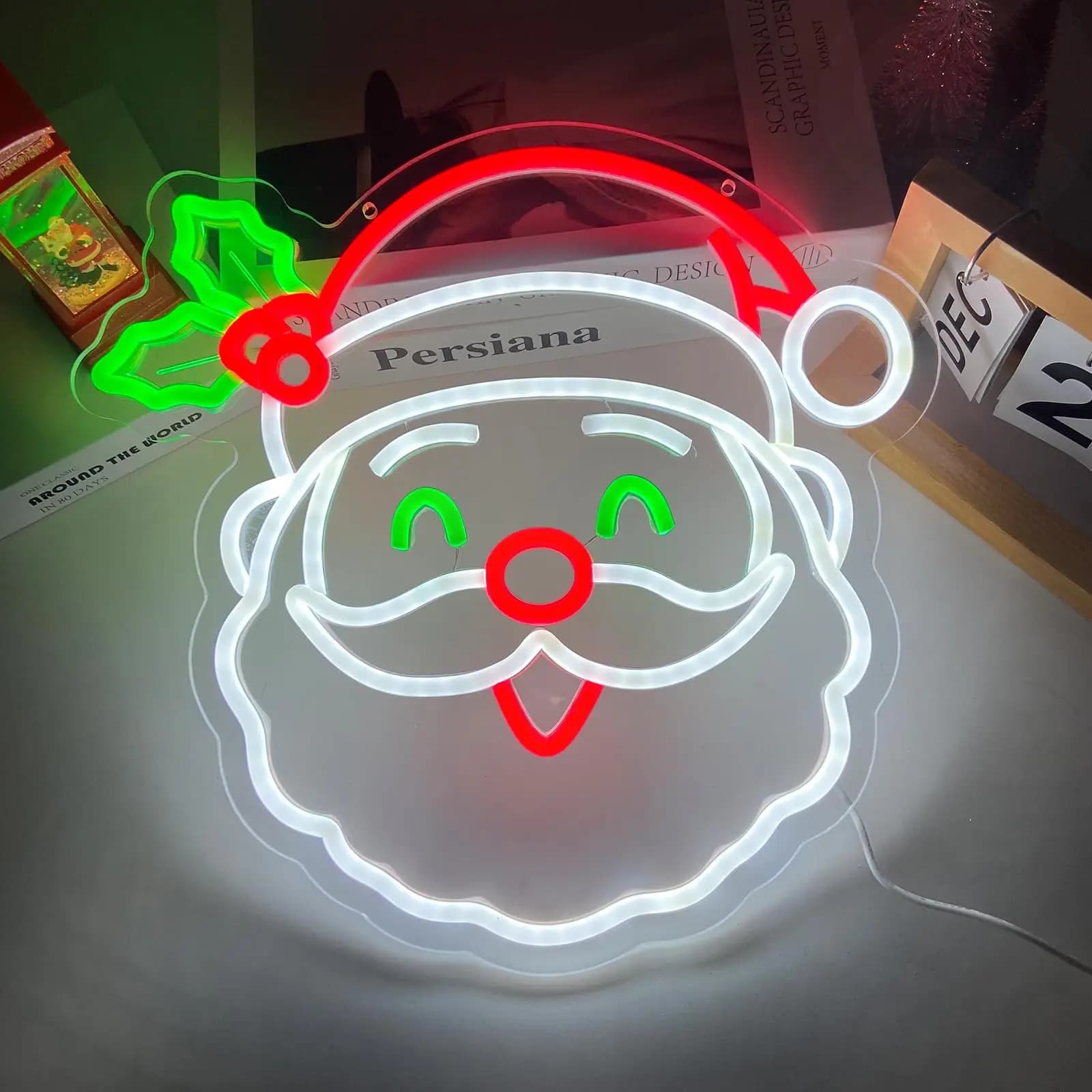 Insegna al neon di Babbo Natale, insegna luminosa natalizia dimmerabile, decorazione da parete per la festa di Natale, camera da letto, soggiorno, regalo di Natale