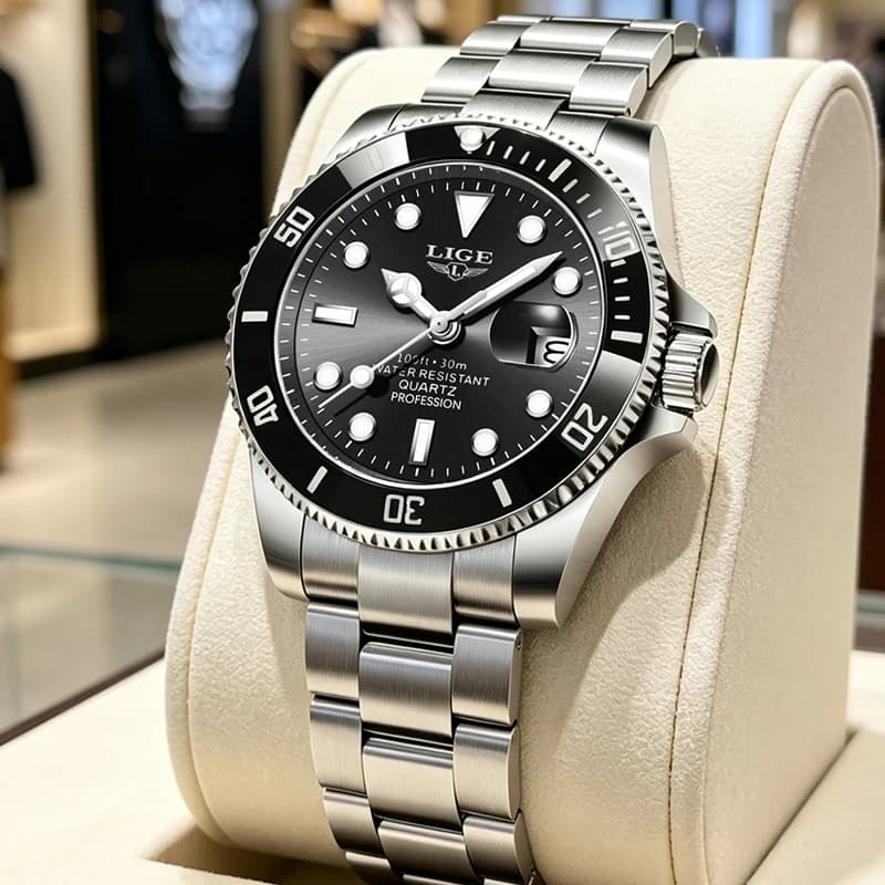 LIGE 2026 Nuovo Orologio da Polso di Lusso in Acciaio per Uomo, Moda Business, Movimento al Quarzo, Luminoso, Impermeabile 30M, Regalo per Uomo