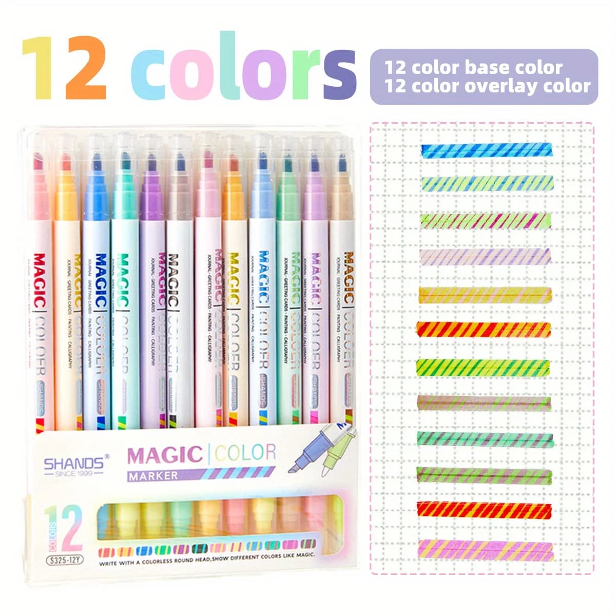 6/12 pezzi di evidenziatori magici che cambiano colore, vari evidenziatori estetici, adatti per diari, diari e han