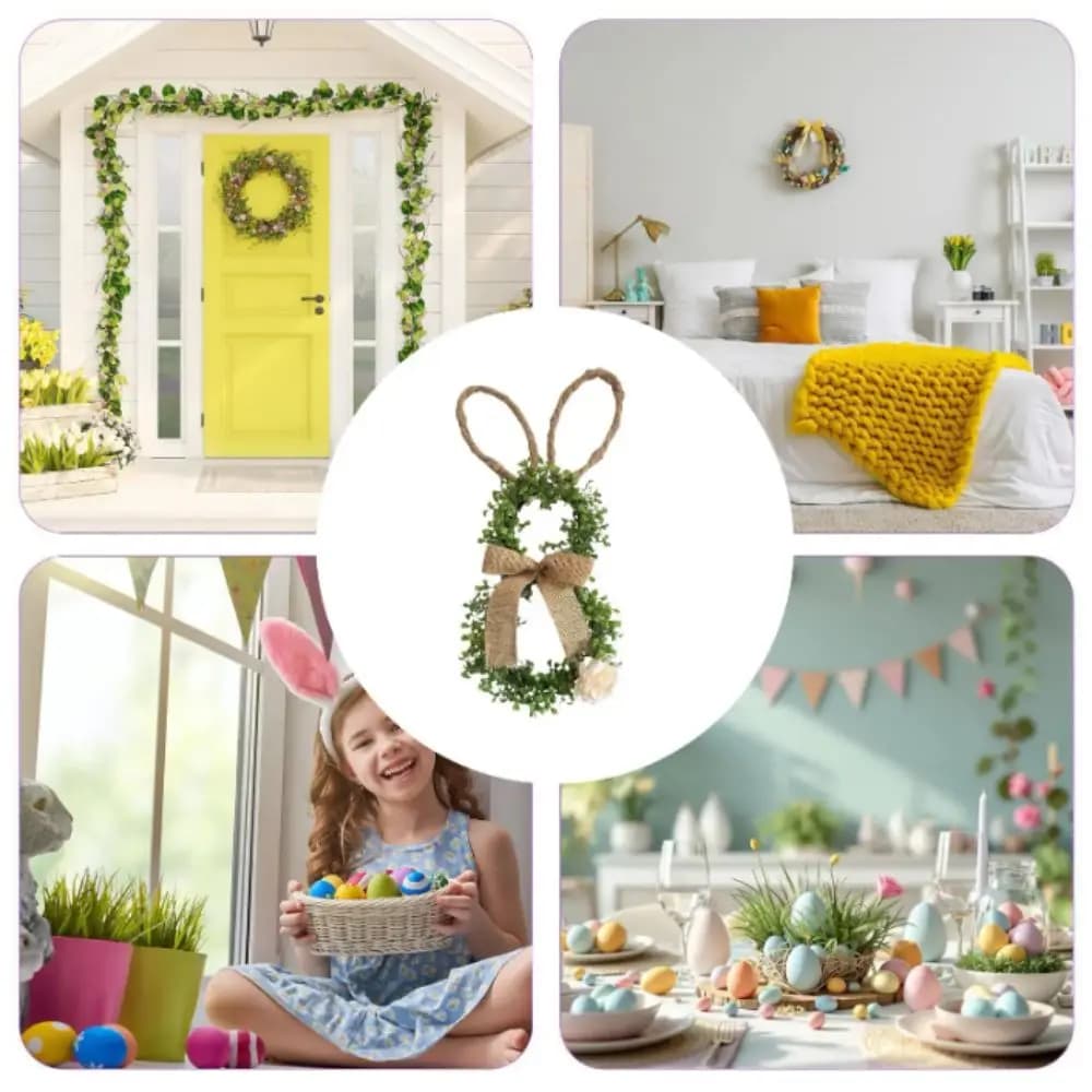 19.6 Paschal Garland with Flax and Flowers, Engrave Door Garland with Simulated Design, Artificial Green Plant, Door Decoration