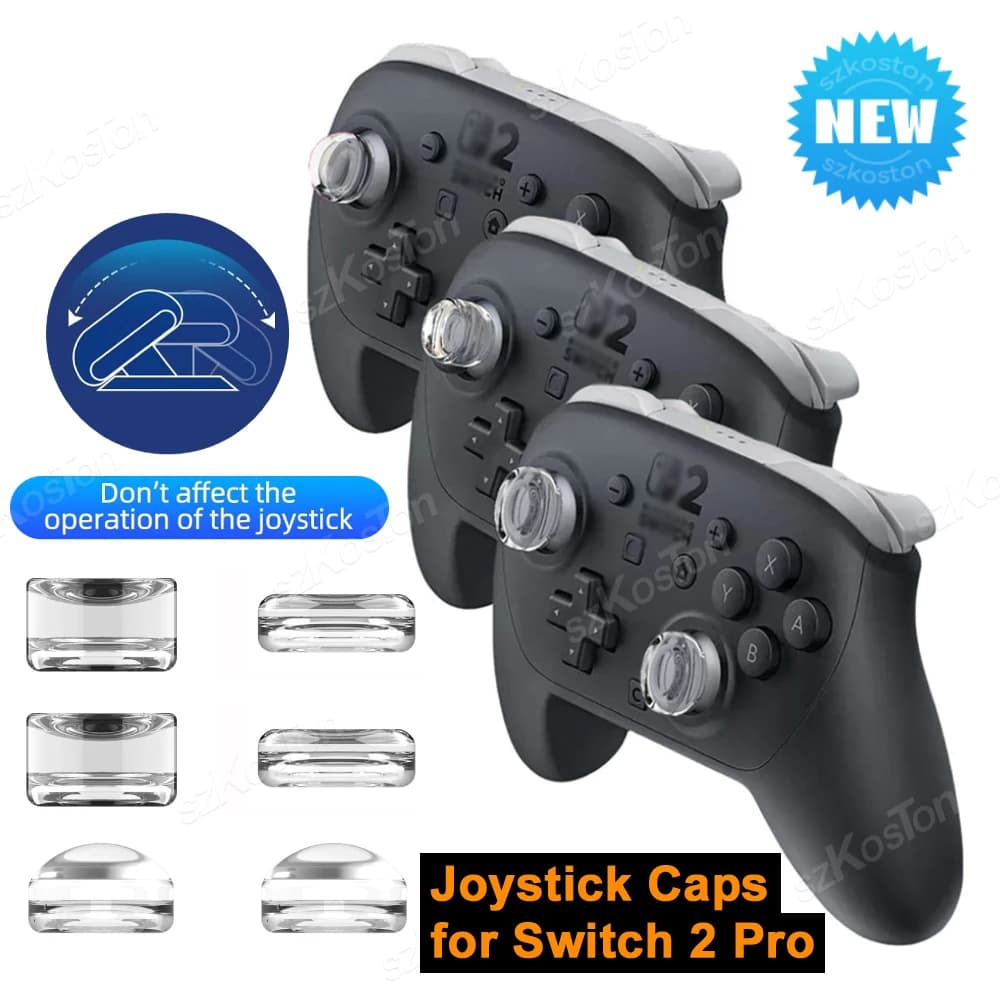 Cappucci joystick trasparenti per controller Switch 2 Pro Copri impugnature per pollice trasparenti Tappo in silicone morbido per accessori Switch 2 Pro
