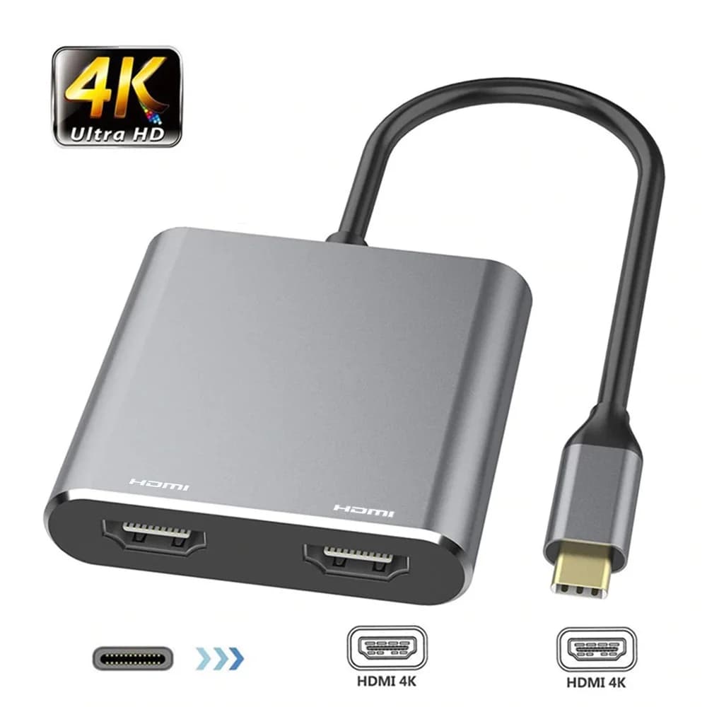 Adattatore da Typec a Dual HDMI 2in1 HUB Type-C HDMI 4K Due monitor Specchio Estendi il display per MacBook Laptop Cellulare