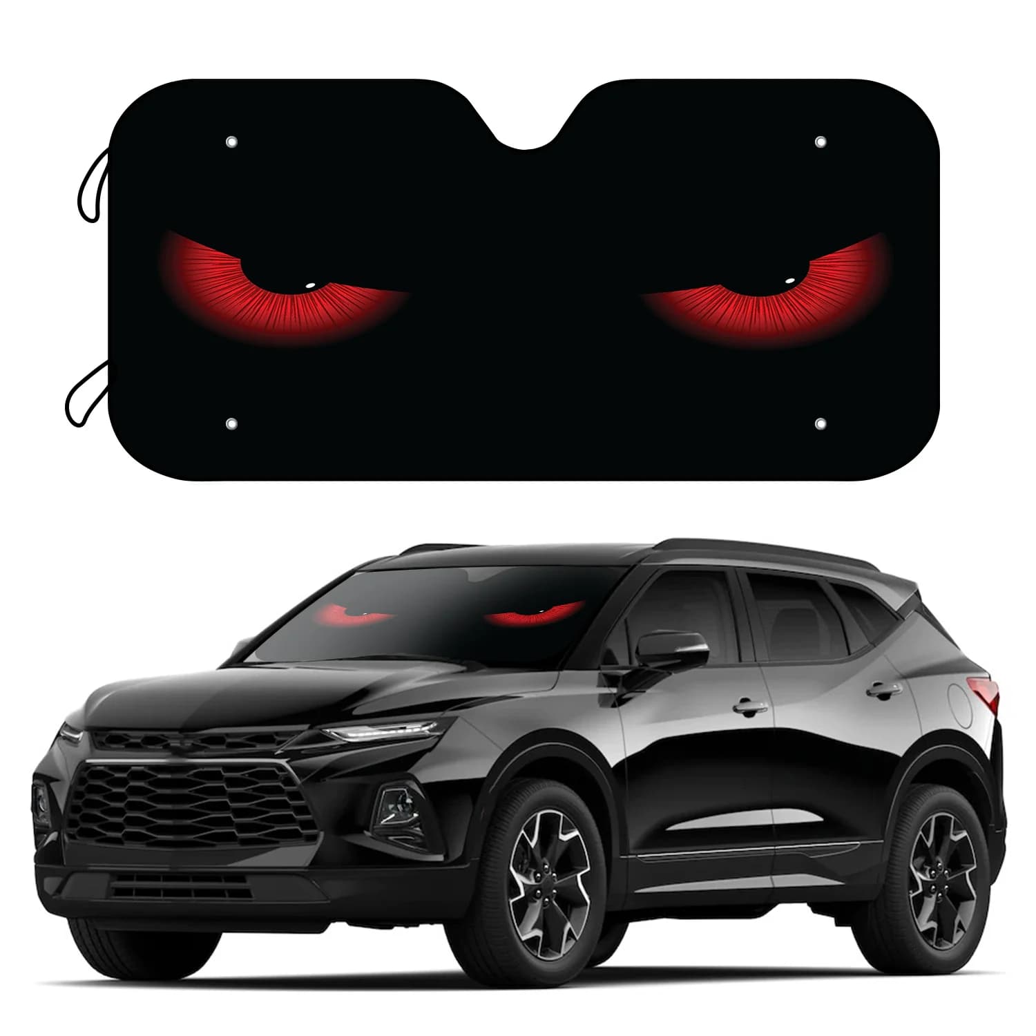 1-Pack Red Eye-Shaped Car Windshield Sun Shade, 4 Free Suction Cups, UV Blocking, Foldable, Ideal for Car Lovers & Gifting