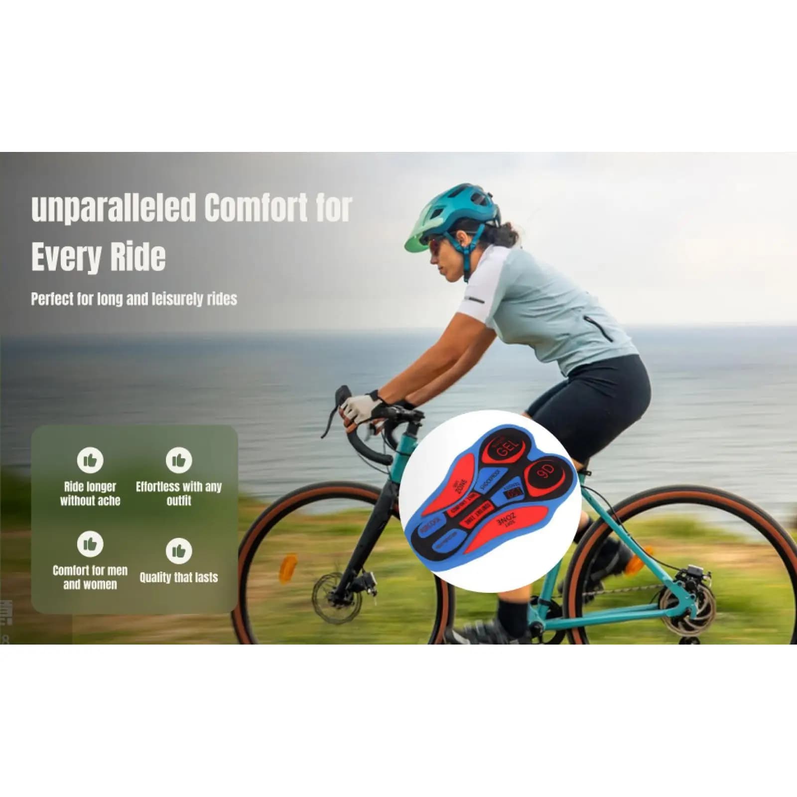 Imbottitura per Pantaloncini da Ciclismo con Cuscinetto in Gel, Inserto Antiurto in Spugna per Biancheria Intima da Bicicletta per Uomini e Donne, Sport