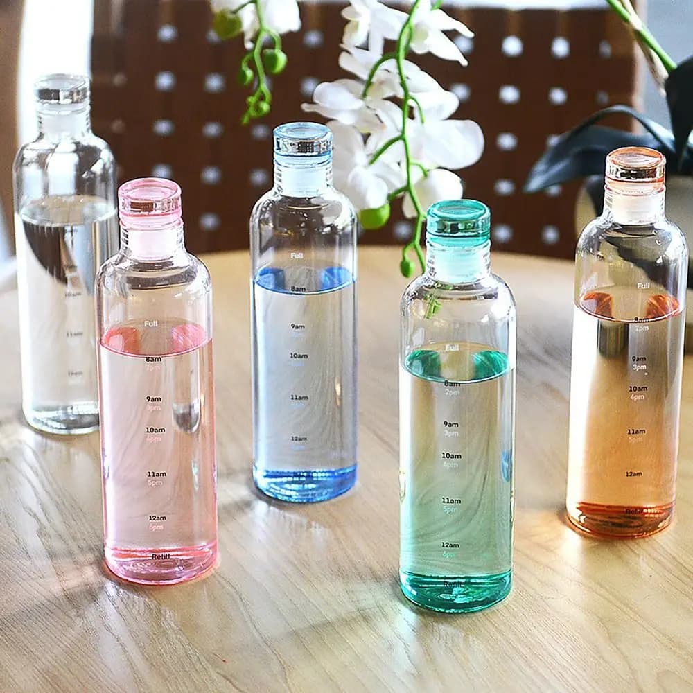 Water Bottle 500/750 ml Style INS Timescale Tea Cup Transparent Tea Bottle Stagnated Juice For Student