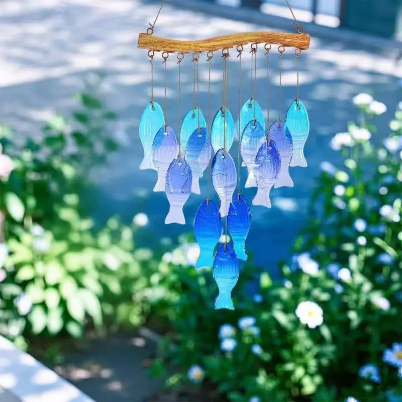 【xxx】Glass Sea Wind Chimes, Outdoor Glass Wind Chimes, Handcrafted Fish Wind Chimes, Large Glass Wind Chimes, Beach Parties, Wed