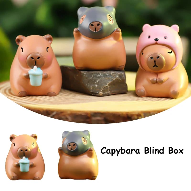 Simpatico capibara scatola cieca simulazione mini capibara action figure bambola decorazione da scrivania per auto bambini compleanno regali di Natale
