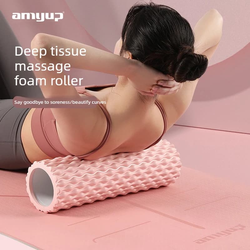 1Pc 33x10cm Hollow EVA Foam Roller Water‑drop Texture Yoga Column Muscle Massage Roller Deep Tissue Release Fitness Pilates Tool