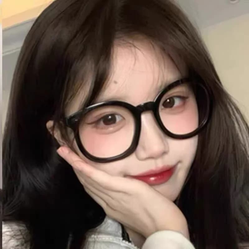 Internet-famous Korean-style black thick-rimmed retro literary plain myopia glasses frames for women, slimming frames suitable for big round faces