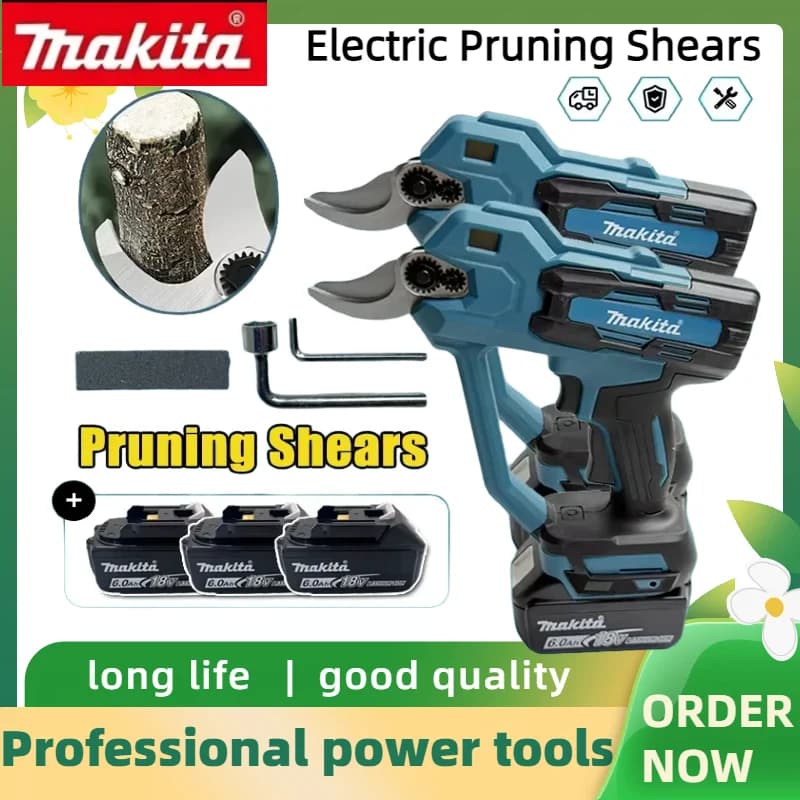 Makita 18V Brushless Cordless Pruning Shears 35mm High Power Electric Branch Cutter Portable Fruit Tree Garden Pruner Power Tool