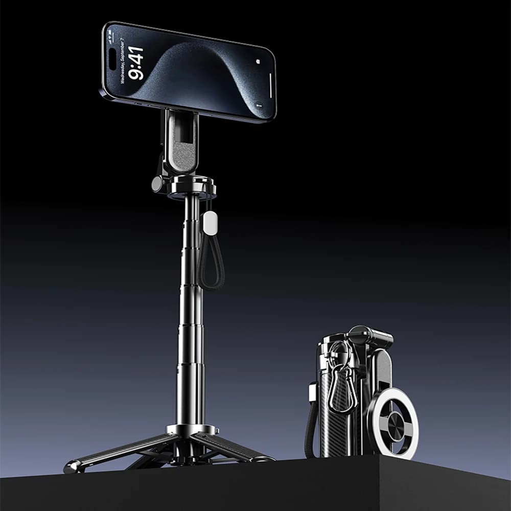 2025 4in1 360 ° Supporto treppiede per selfie stick rotante magnetico con telecomando Bluetooth per supporto telescopico per telefono Magsafe