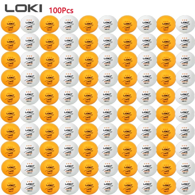 LOKI Palline da ping pong 100 PZ/PACCO 3 Stelle 40+ Nuovo Materiale plastico ABS Palline da ping pong con cucitura Palline da ping pong per allenamento club
