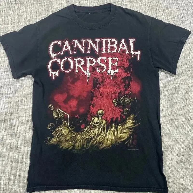 T-shirt con stampa poster classica della band Cannibal Corpse Death Metal, stile Harajuku unisex, 100% cotone, top casual estivo