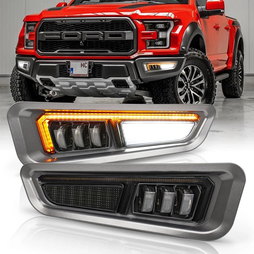 Luci Fendinebbia a LED MOVOTOR con Indicatore di Direzione Sequenziale Ambra DRL, Luci di Guida per Paraurti per Ford F150 Raptor Gen 2