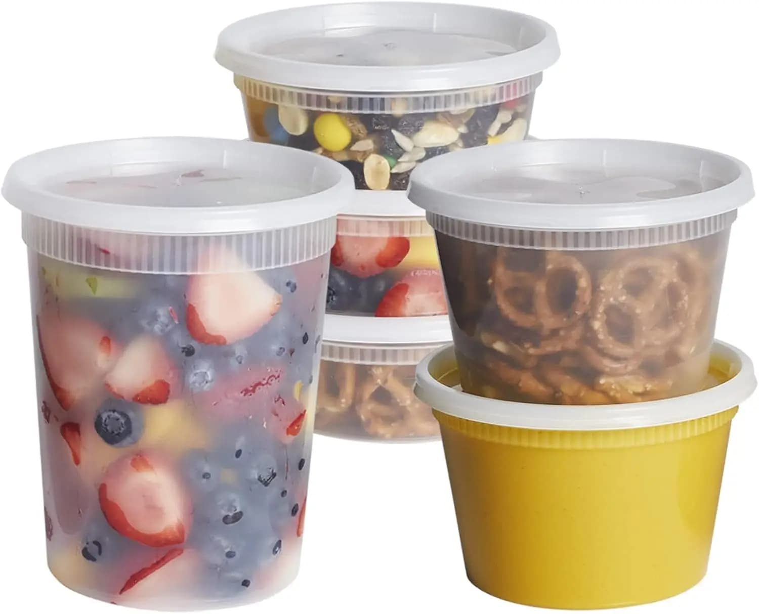 Contenitori per Alimenti con Coperchi, Confezione da 48, Contenitori in Plastica da 8/16/32 oz per Preparazione Pasti, Avanzi e Conservazione in Freezer