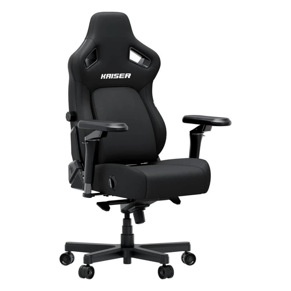Sedie da Gaming Kaiser 4 XL per Adulti - Sedie Ergonomiche in Tessuto Nero con Braccioli 6D, Comoda Sedia da Ufficio, Personalizzabile