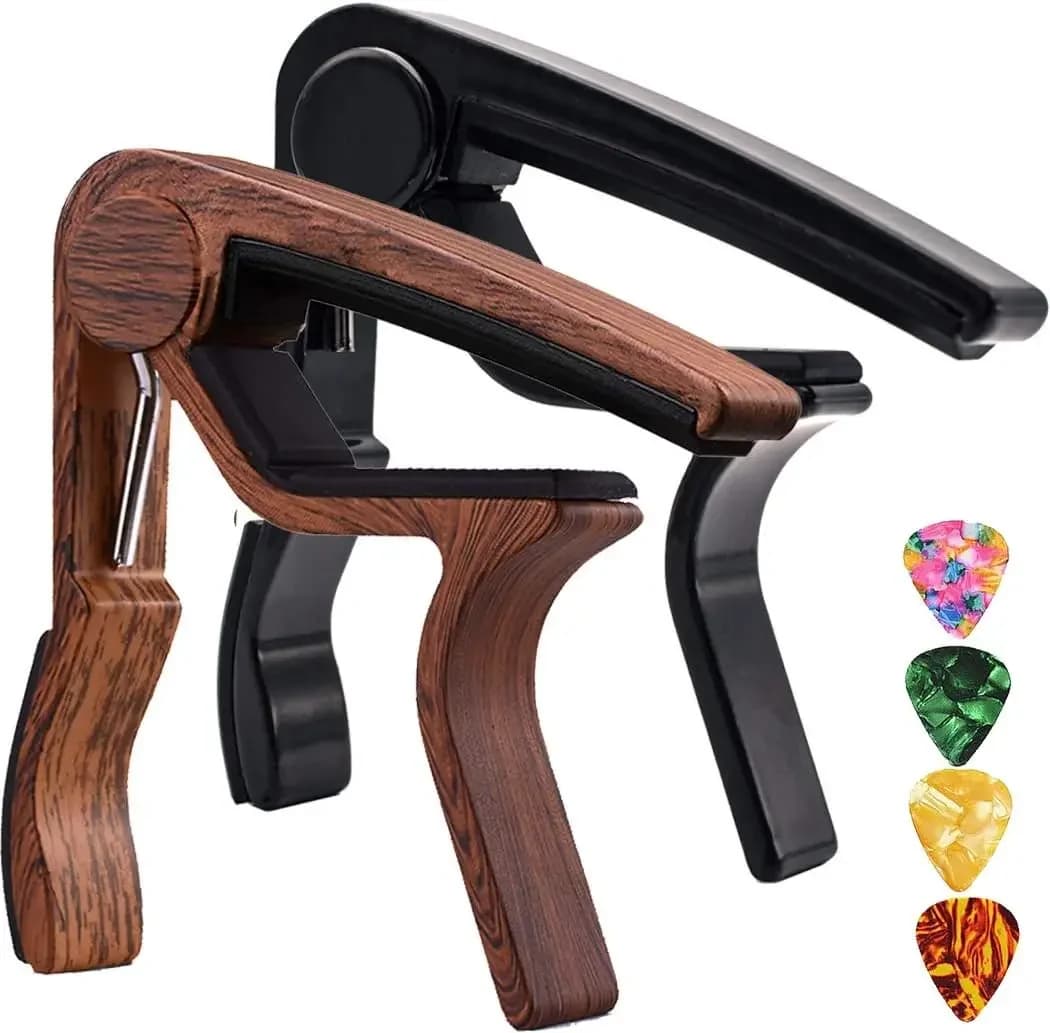 Confezione da 2 capotasti per chitarra per chitarre acustiche, elettriche, bassi e ukulele - Lega di alluminio resistente con cuscinetto in silicone