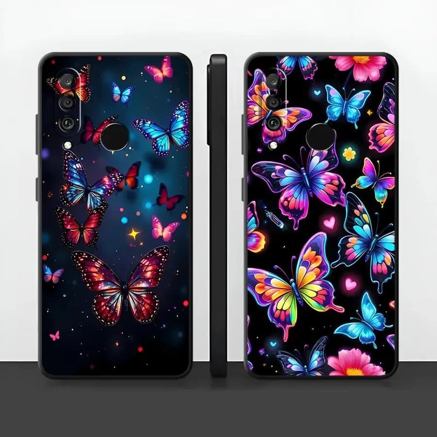 Custodia per Huawei P30 P20 Pro P20 P40 Lite P Smart 2019 P20 Lite 2018 Funda Phone Cover Neon Butterflies
