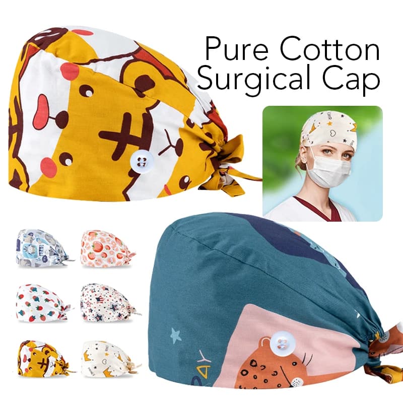 Women Surgicals Caps Cotton Doctor Work Caps Nursing Hats Dentist Lab Beauty Salon Clinic Scrub Hat Adjustable