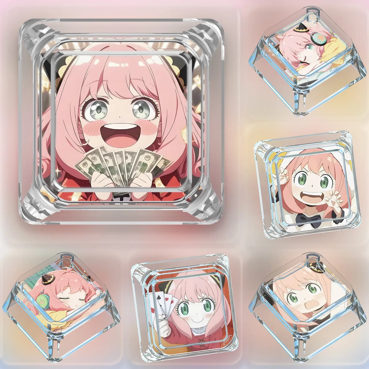 Tastiera Meccanica DIY Goddess Story Anya Forger con Tasti a Croce, Keycaps Personalizzati per PC, Regalo e Giocattolo
