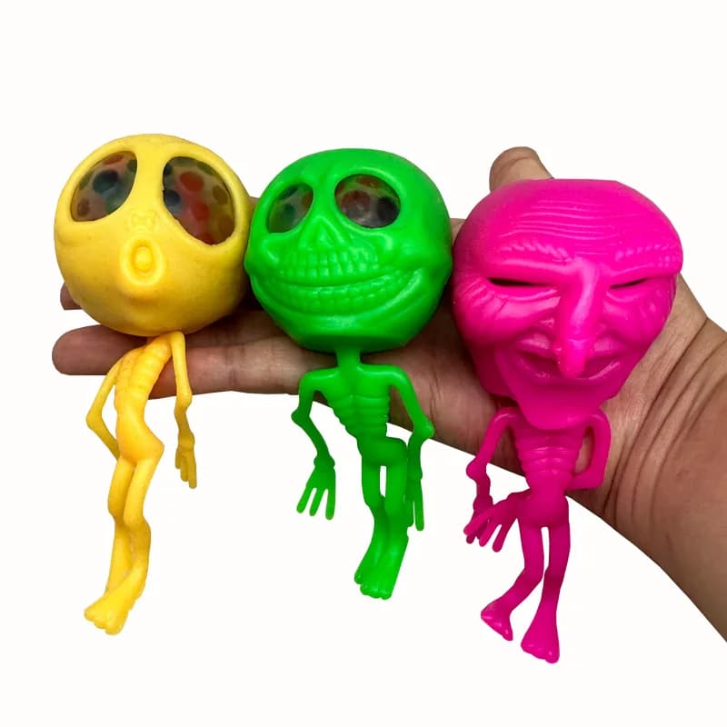 Taba Squshy Divertimento Teschio colorato Scherzo di Halloween Alieno Squishy Palla d'uva Perlina Agitarsi Giocattolo Sorpresa Cieco Scatola Regalo per Ragazza per Bambini