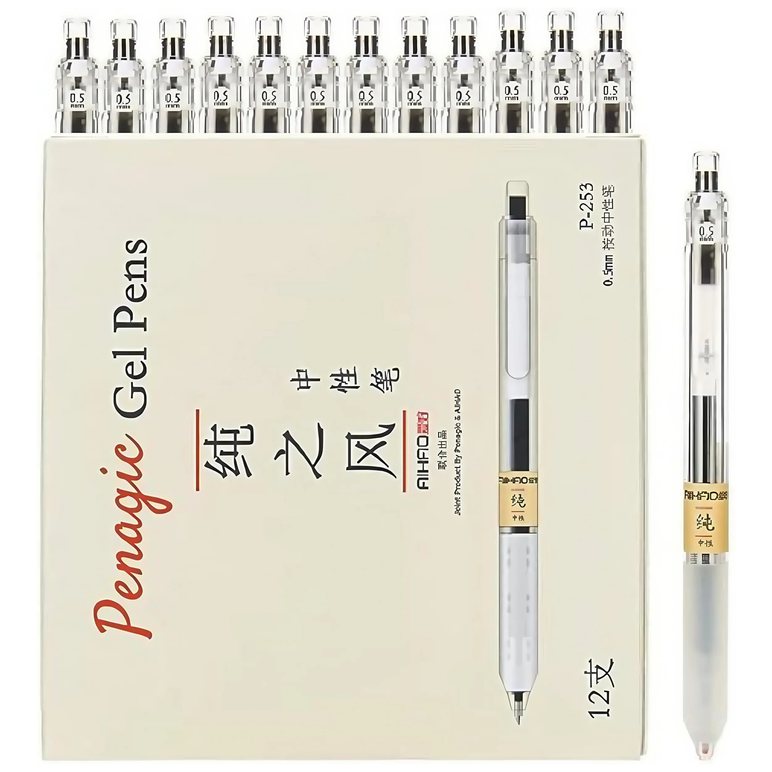12 penne gel, 0,5 mm, penne nere con punte fini da 0,5 mm, penne gel retrattili ad asciugatura rapida, adatte per scrivere, ufficio e scuola