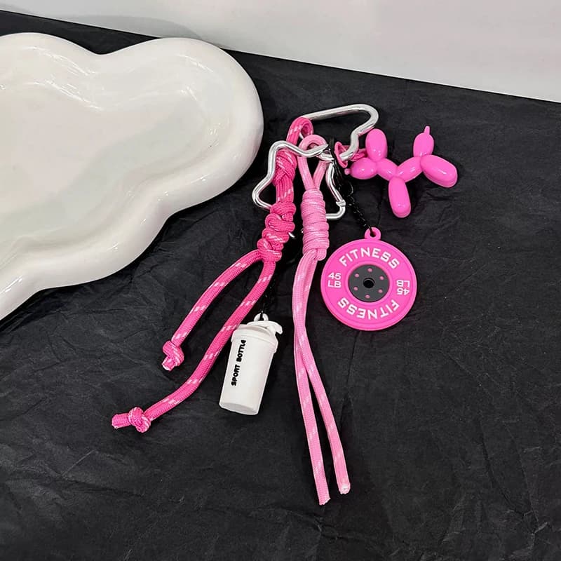 Keyring Shape of Mini Weights, Rectangular Buckle, Simulation of Kettlebell and Manubri, Creative Charm for Bags