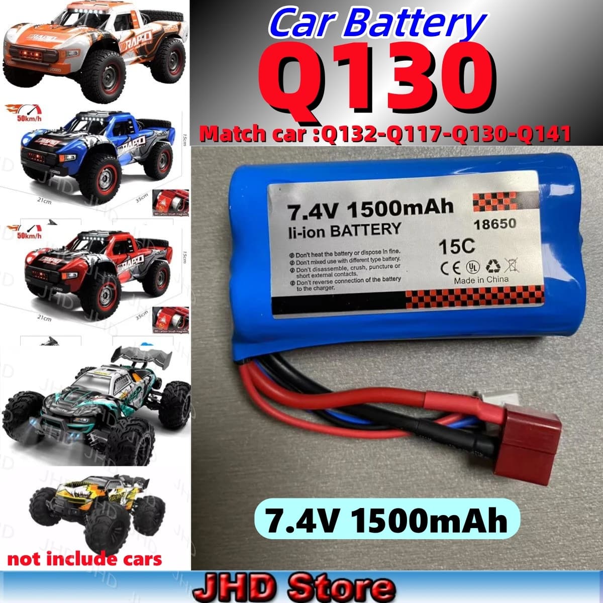 JHD Per Q130 Batteria Per Auto 7.4V 1500mAh Batteria Per Originale JJRC Q130/Q132/Q141 SCY 16103 16102 16101 Batteria Per Auto All'ingrosso