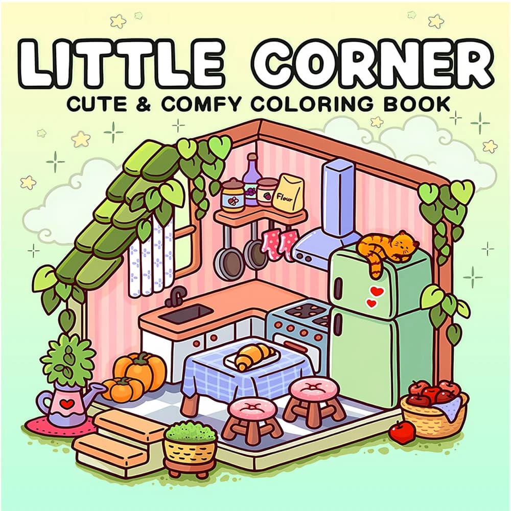 LITTLE CORNER Adult Coloring Book for Adults Cute Cozy Comfy Patterns Stress Relief Relaxation DIY Graffiti Drawing Art Book