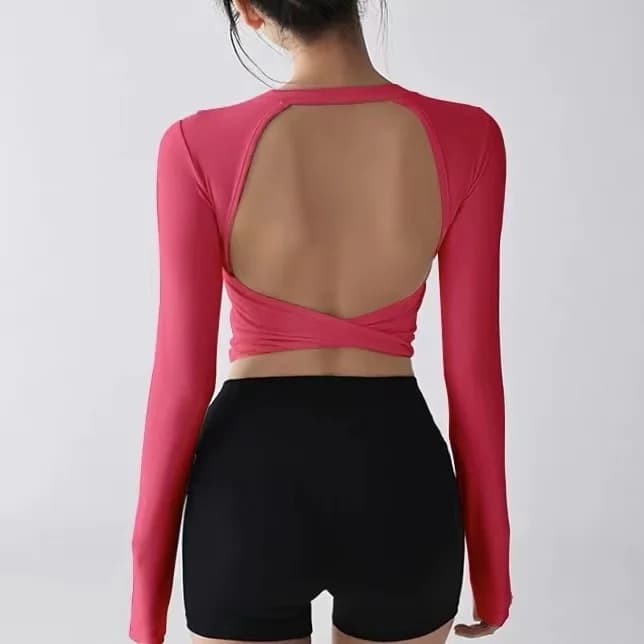 Top fashionable sports Pilates racing with padding on the chest Fitness long sleeves Fast drying shirts Yoga Top Out Wear Clothing