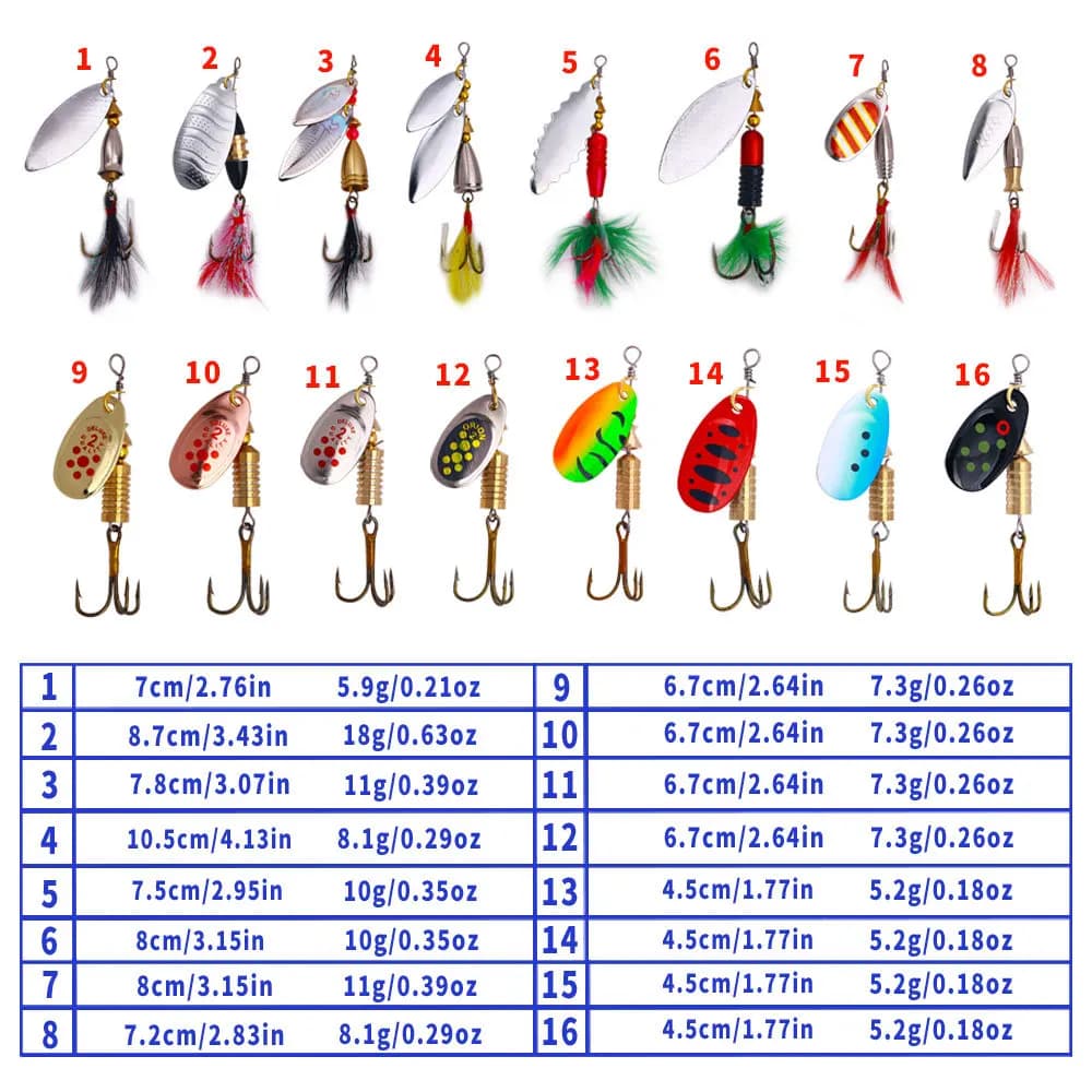 16Pc Beginner Metal Spoon Fishing Lure Kit Colorful Bait With EVA Storage Box Freshwater Saltwater For Trout Bass Tilapia Mullet