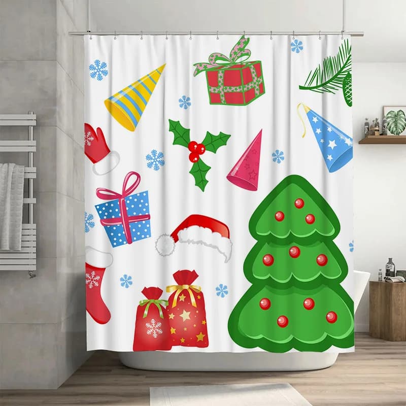 TU Tenda da doccia Natale Foresta Cervo Modello Impermeabile Vacanza Decorazione del bagno Sfondo festivo Decorazioni per la casa di Natale Idea regalo