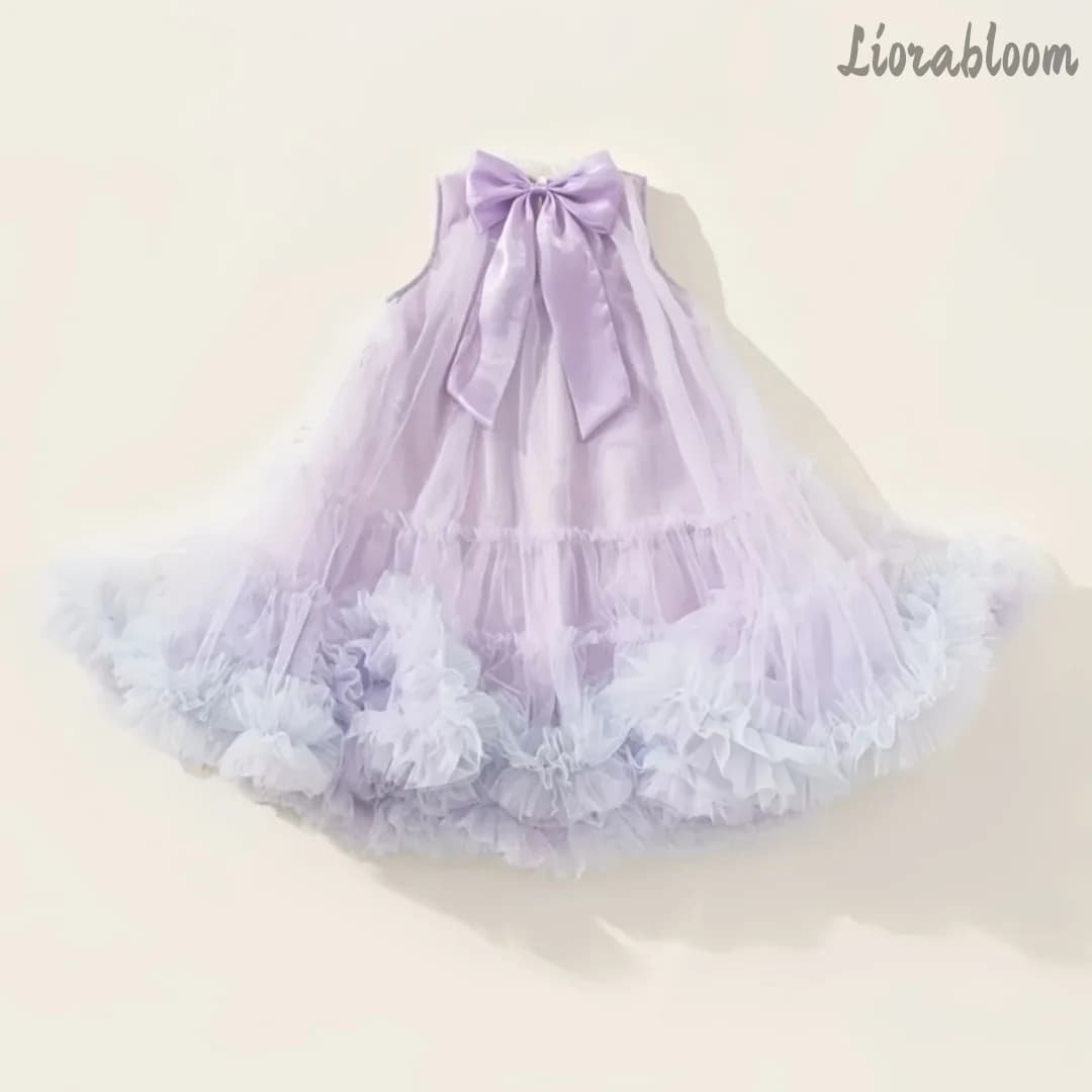 Abito da Principessa Viola per Tutti i Giorni, Vestito Formale con Orlo in Pizzo e Fiocchi, Abito da Damigella, Abito da Festa, Abbigliamento Elegante Formale, Abito da Cerimonia Nuziale