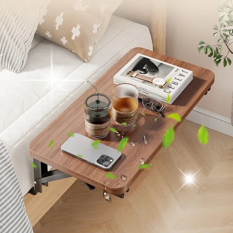 Comodino Pieghevole con Ripiano Portaoggetti, Mobiletto Laterale Compatto per Camera da Letto