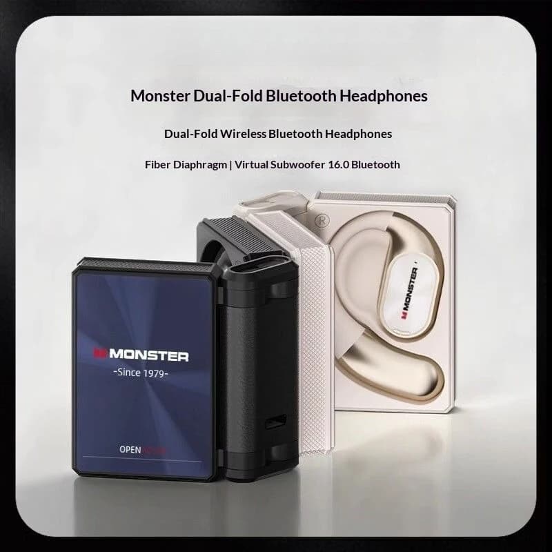 Auricolari Wireless Monster AC530 Impermeabili con Gancio per Orecchio, Cuffie Sportive con Cancellazione del Rumore ENC e Design Pieghevole Doppio