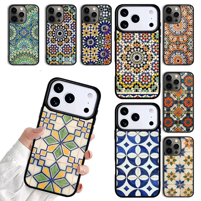 Moroccan Tile Pattern Phone case For iPhone 17 16 15 14 Plus 13 12 11 Pro Max 17air Funda For magnetic Magsafe Cover
