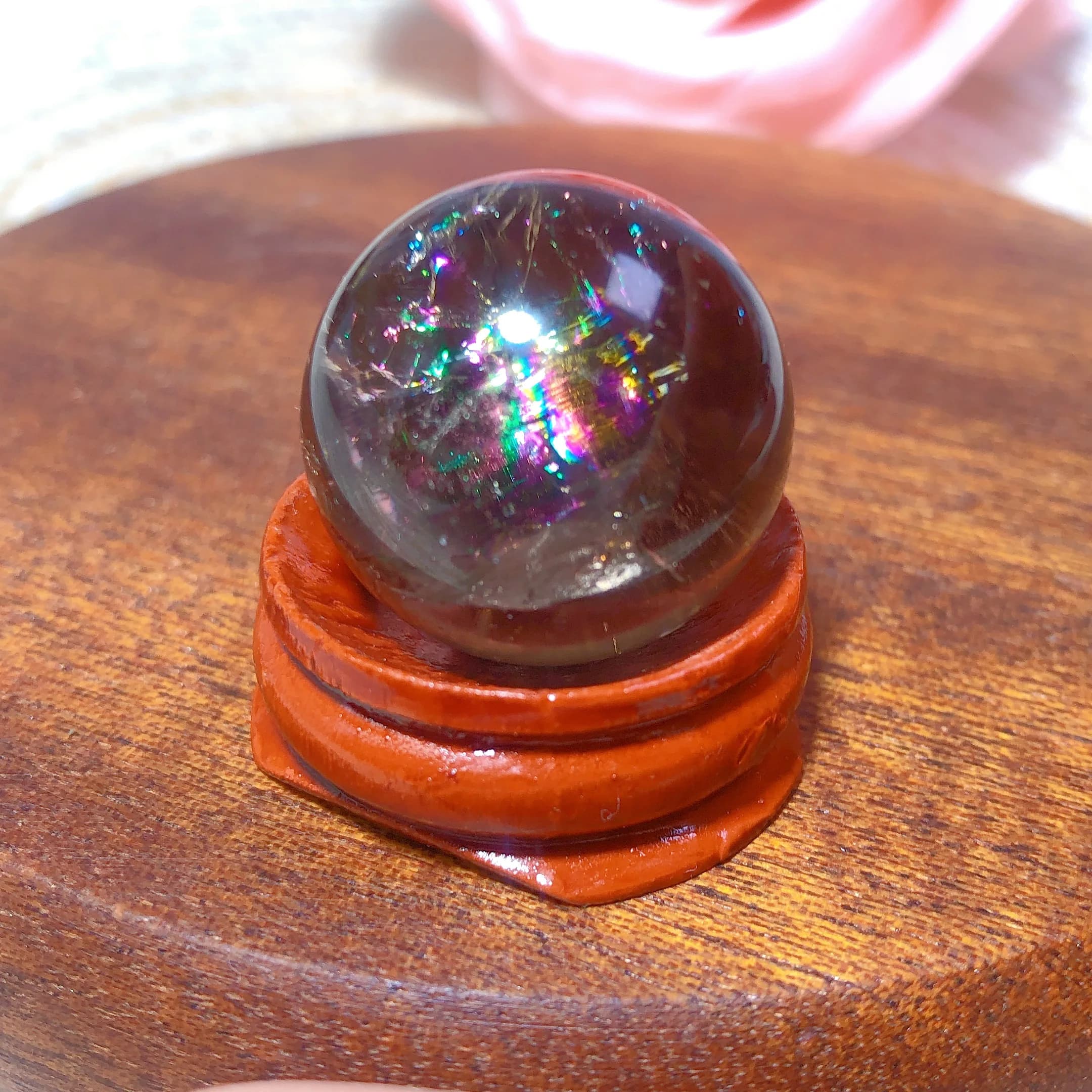 Cristalli naturali Smokey Quartz Mini Rainbow Sphere Cute Size Carckle Ball decorazioni per la casa energia minerale lucidata regalo prezioso