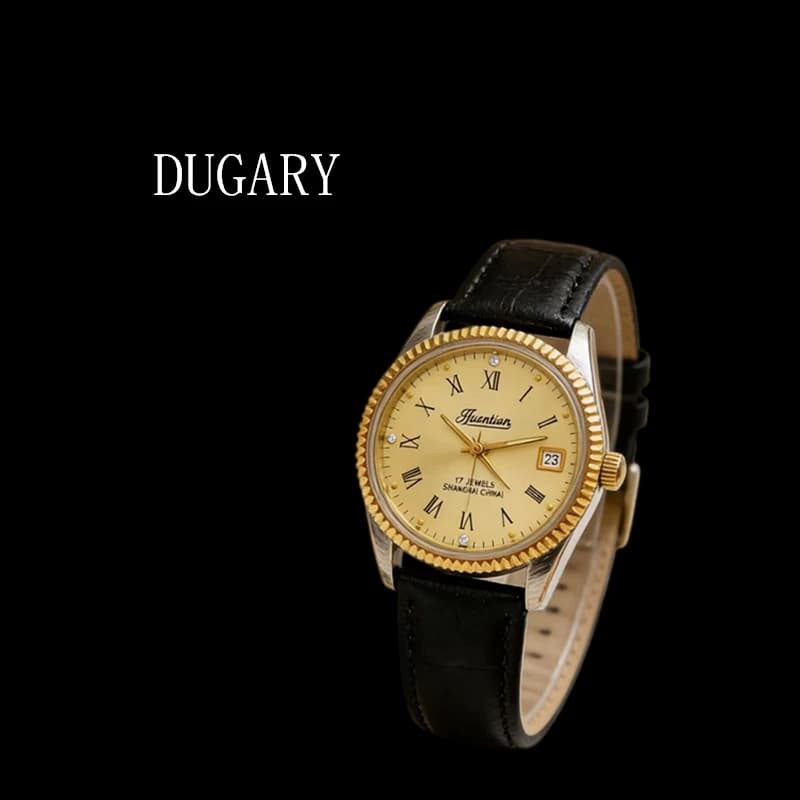 Orologio meccanico manuale vintage DUGARY da uomo, anni '90, orologio da polso da uomo, 36mm, con calendario, Relogio Masculino