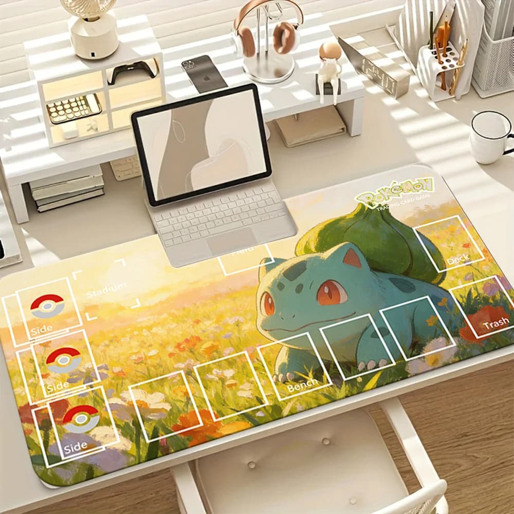 Tappetino da gioco Bulbasaur Pokemon TCG, tappetino da scrivania grande antiscivolo per mouse da gioco