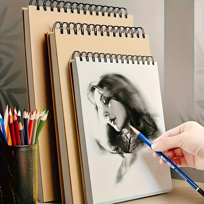 3pcs sketchbooks, spiral-bound sketchboards with spiral binding at the top, one 30-page acid-free art sketchbook, fine art drawi