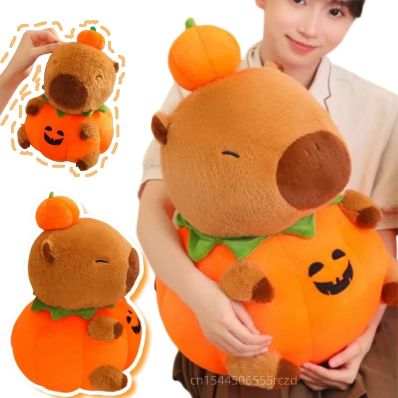25-60cm New Cute Halloween Capybara Plush Doll Pillow Pumpkin Capybara Plush Toy Holiday Decoration Gift For Boys And Girls