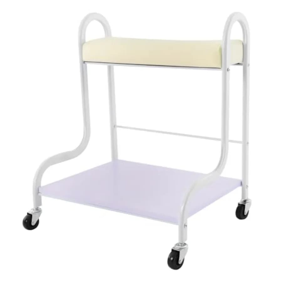 Carrello Portatile a 2 Livelli per Pediluvio, per Salone di Bellezza e Nail Spa, con Ruote Universali, Poggiapiedi Bianco, Supporto per Manicure e Pediluvio