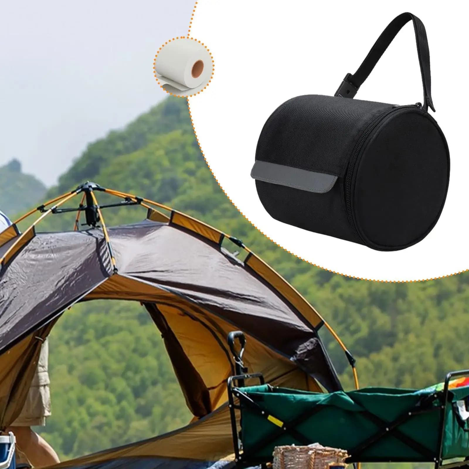 Portarotolo di Carta Igienica Appeso Riutilizzabile Dispenser Portarotolo di Carta Igienica Borsa Portaoggetti per Campeggio Outdoor Auto Bagno Casa