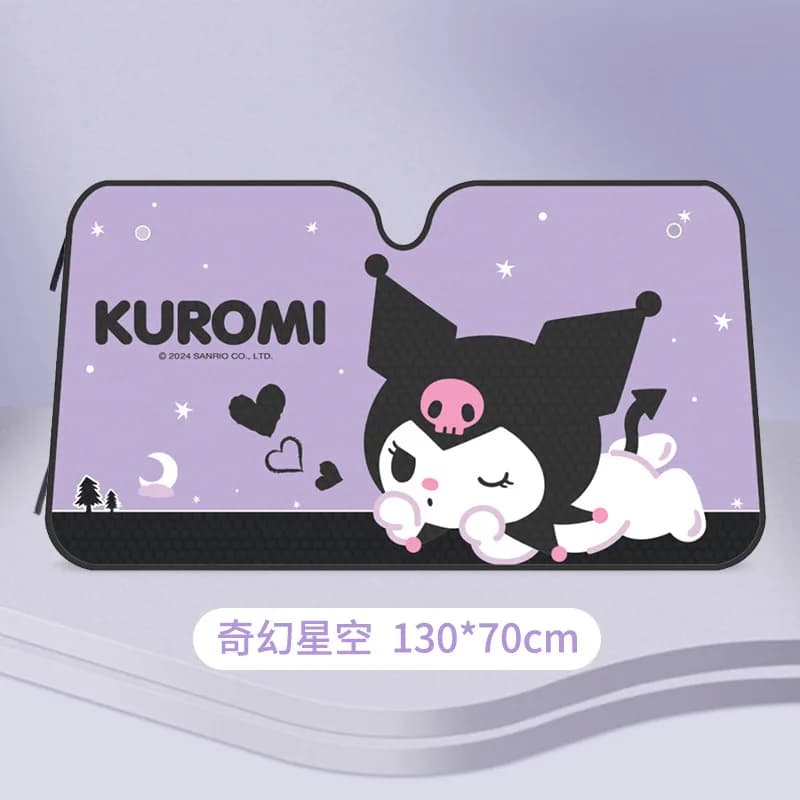 Parasole Originale Hello Kitty per Parabrezza, Simpatico Parasole Kuromi per Finestrini Auto con Ventosa, Protezione dal Calore e dai Raggi UV