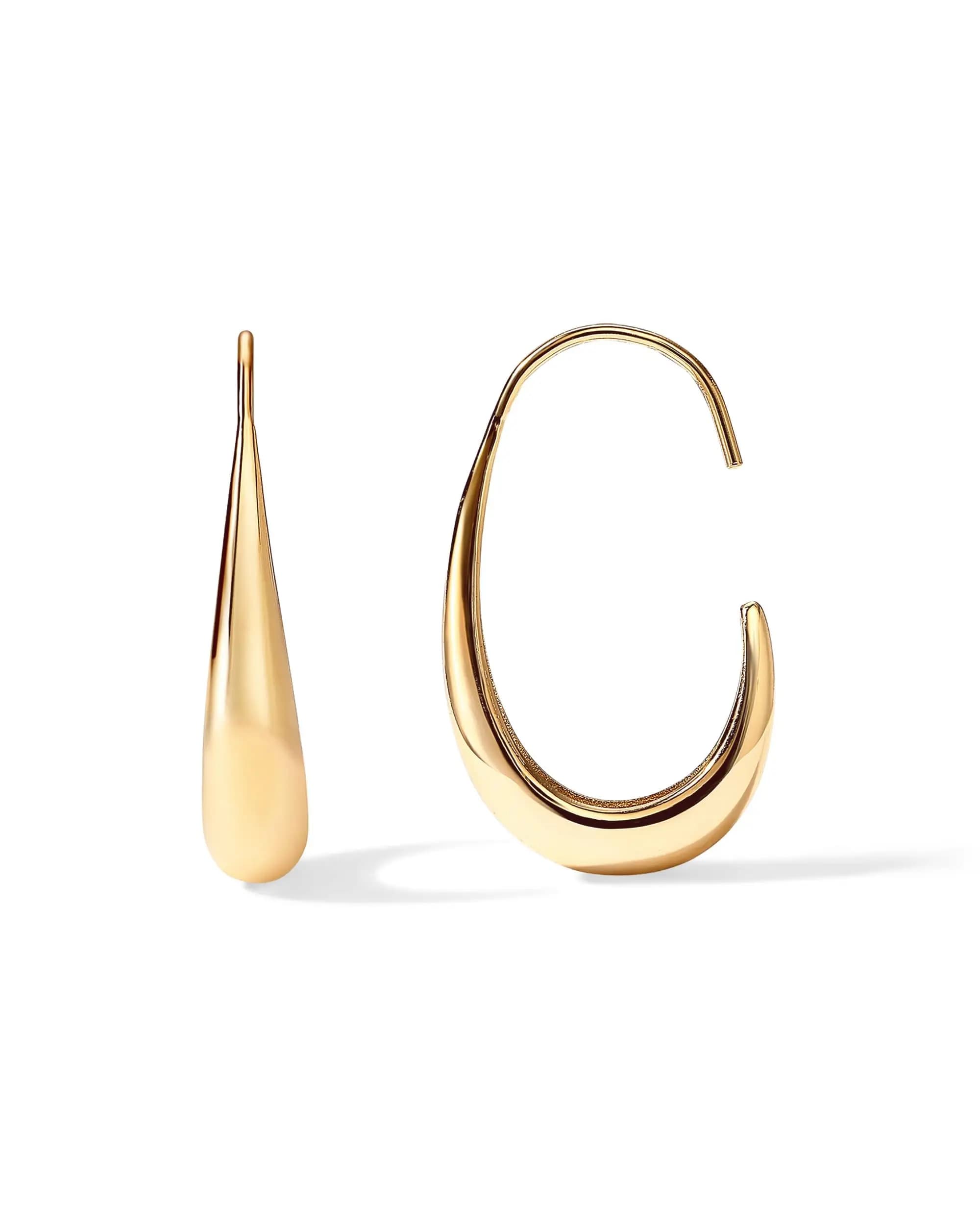 Shevalues Orecchini a cerchio a goccia placcati in oro 14 carati da donna con orecchini a goccia leggeri in argento sterling 925 post fashion