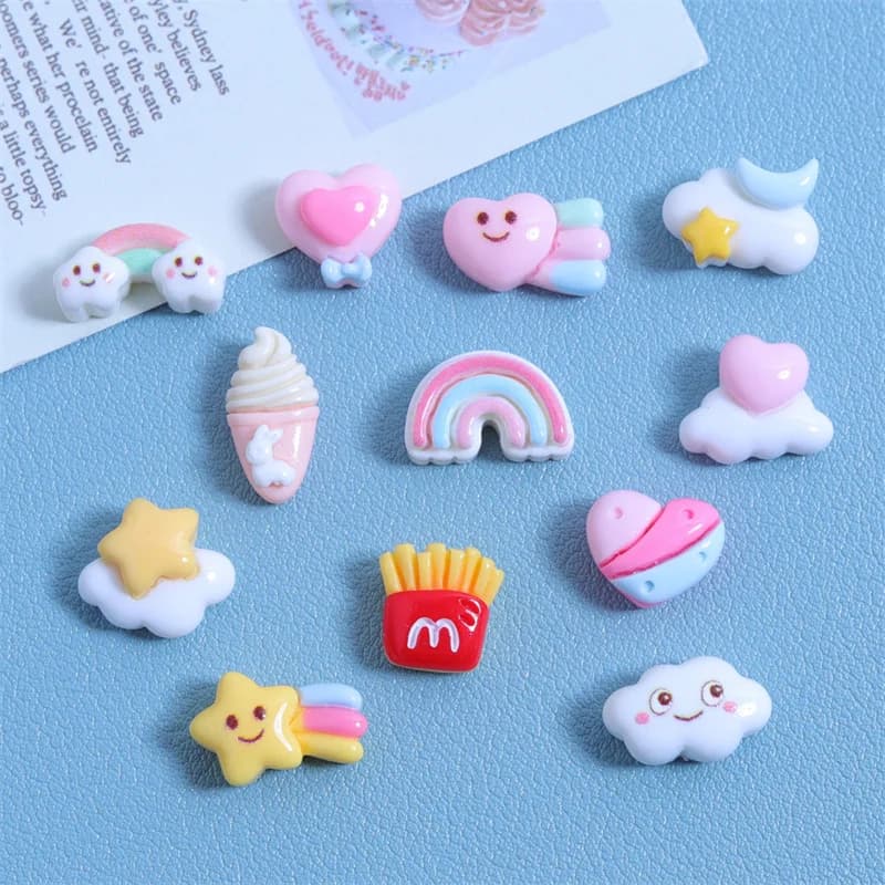 20-30 pz Mini lucido patatine fritte amore cuore resina fai da te Nail Art Decor materiali Cabochon Scrapbooking forniture artigianali Patch del telefono